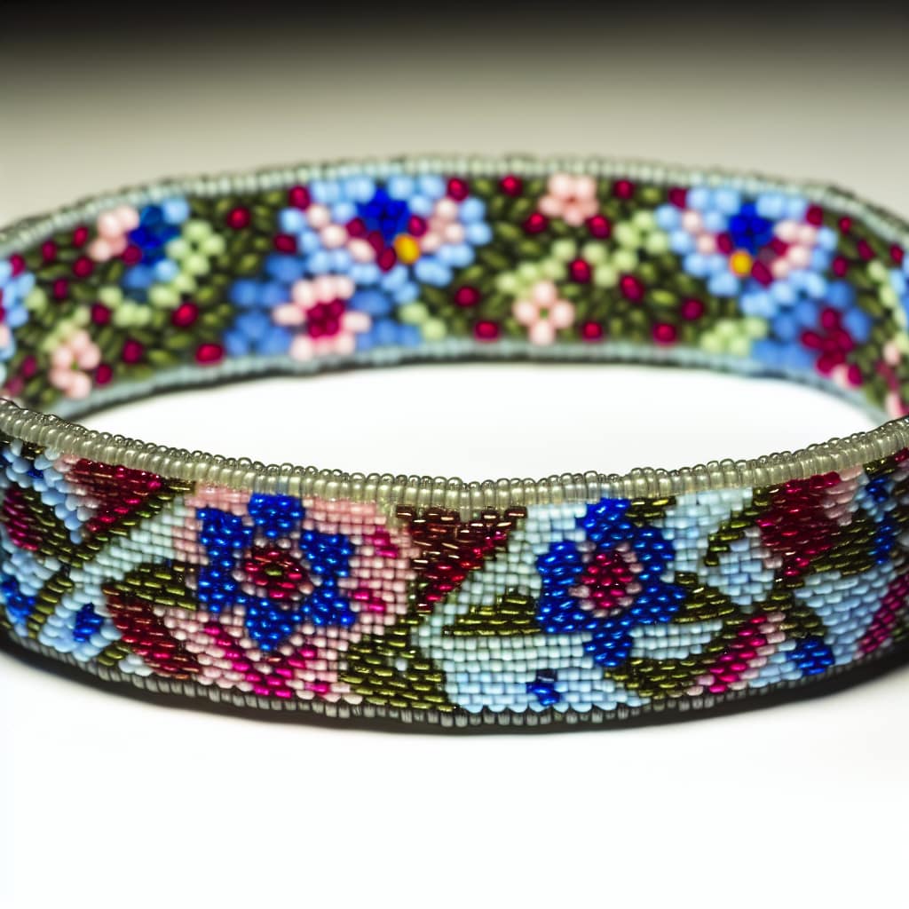 bead loom bracelet with floral pattern