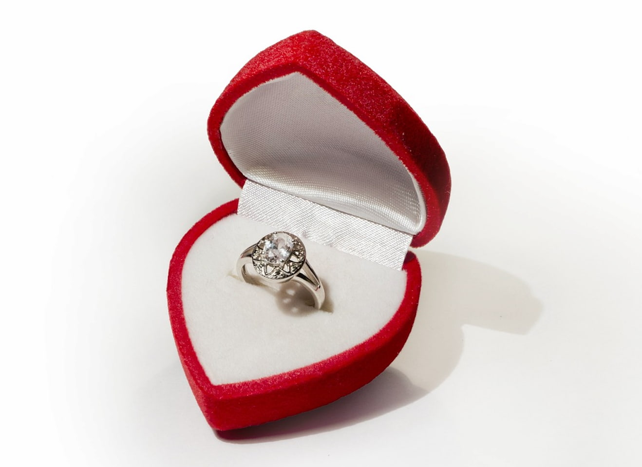 engagement ring in heart shaped box