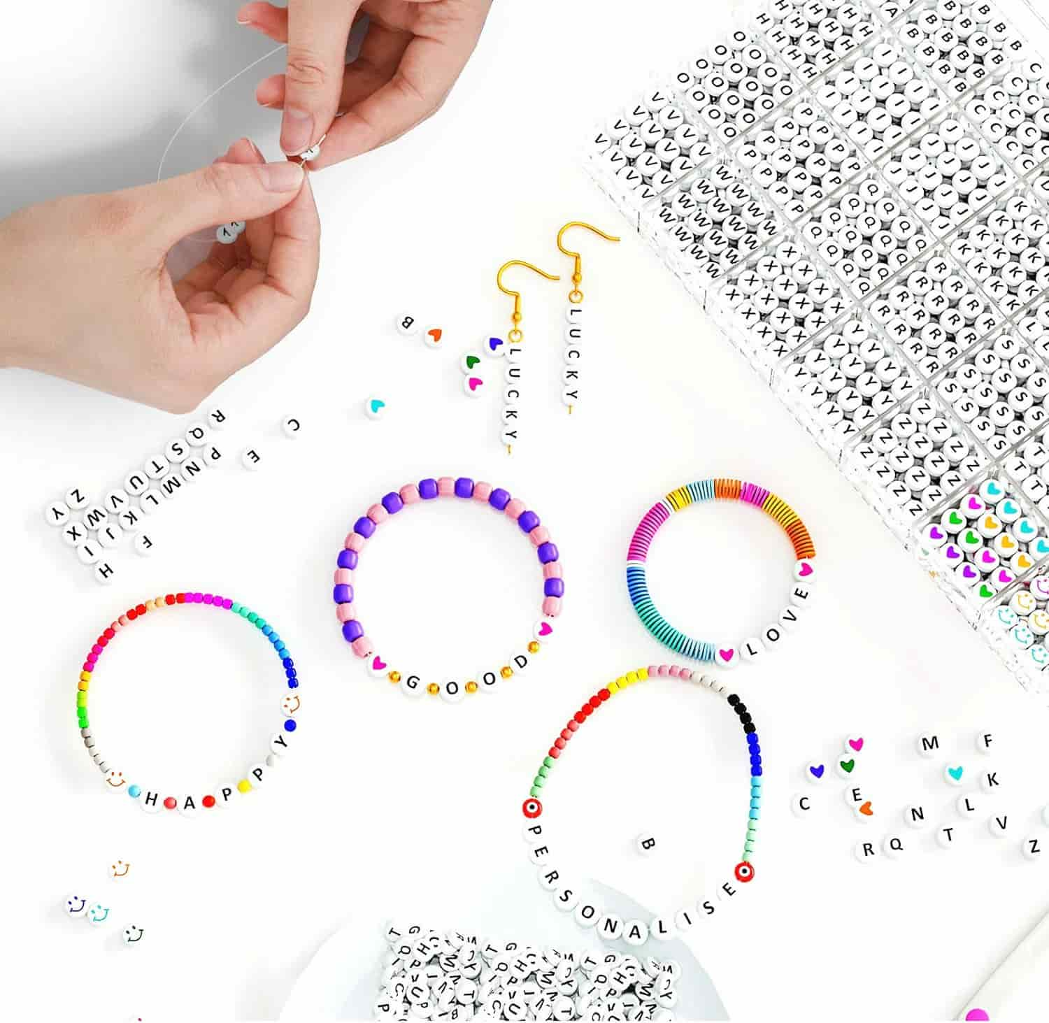 making friendship letter bead bracelets