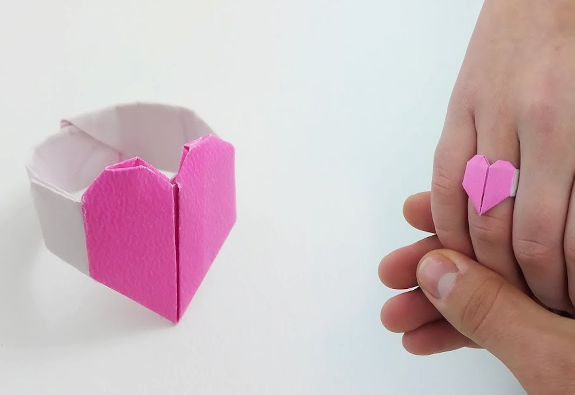 origami heart paper ring