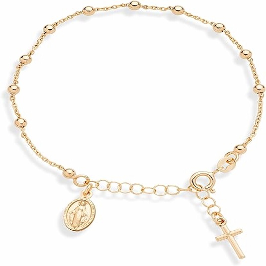 miabella 18k gold rosary bracelet