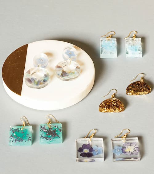 earrings made of resins