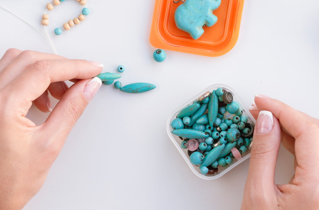 stringing turquoise bracelet