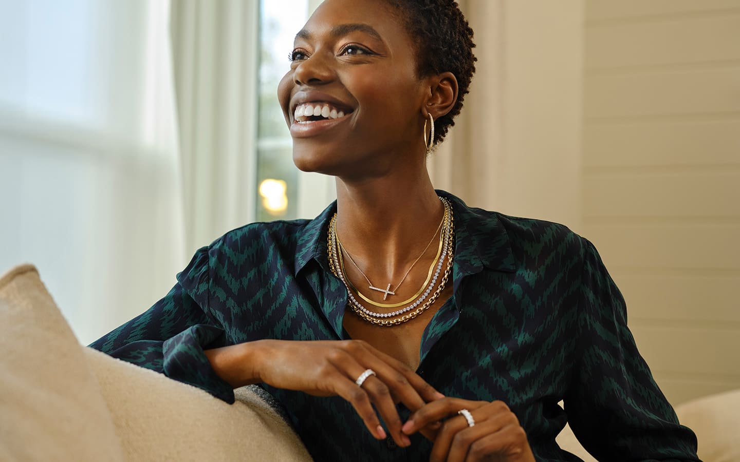 woman wearing mixed metals jewelry