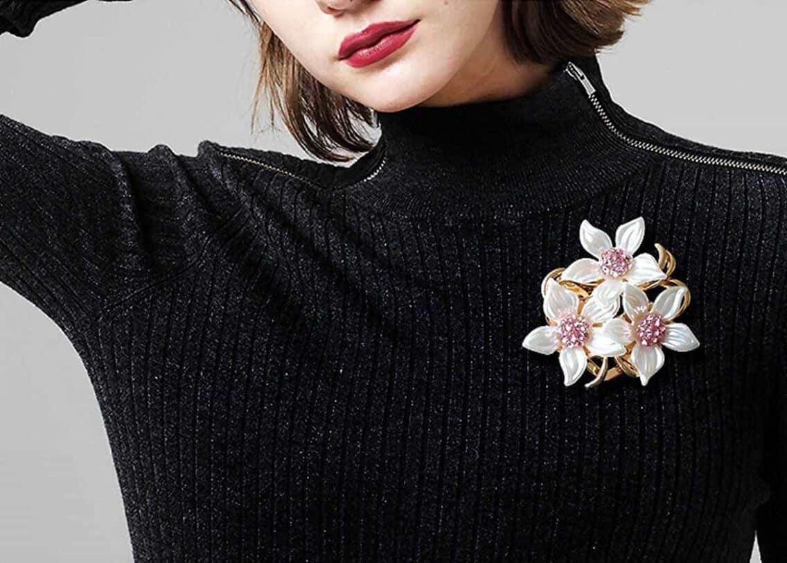 brooch in a sweater