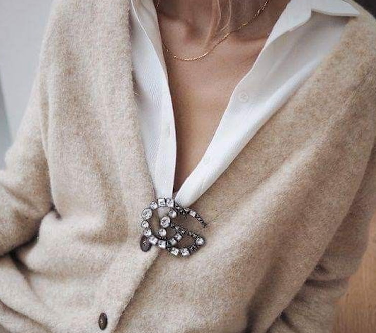 brooch on a cardigan