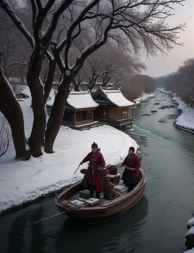 柳溪对雪