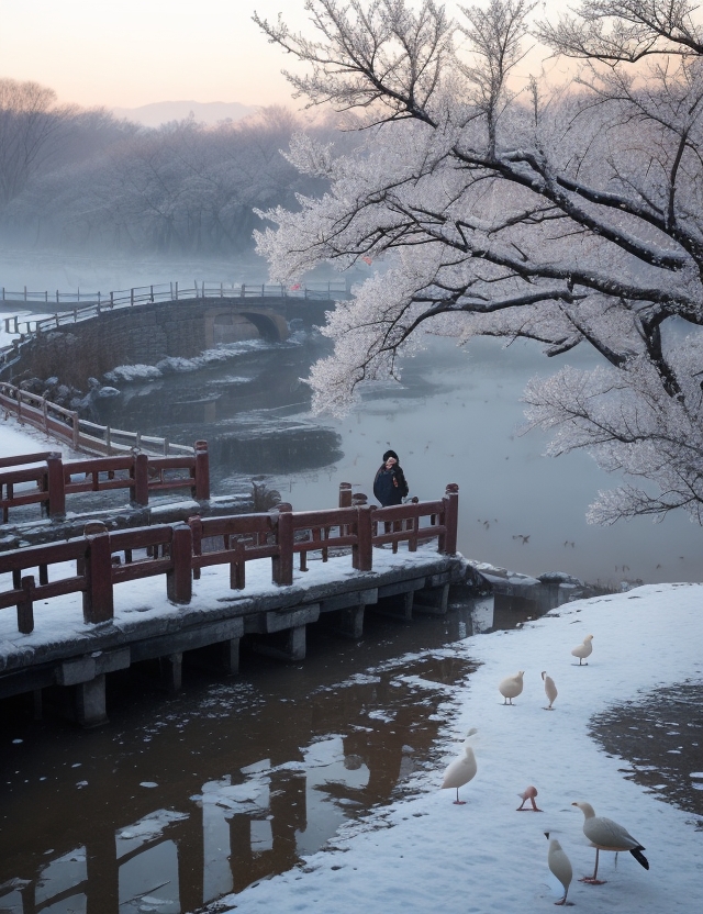 晓行霜重如雪