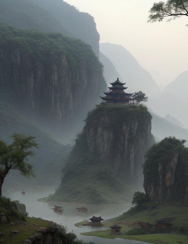 茅山雨中