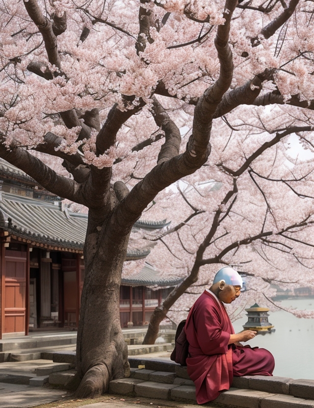 山寺看樱桃花题僧壁