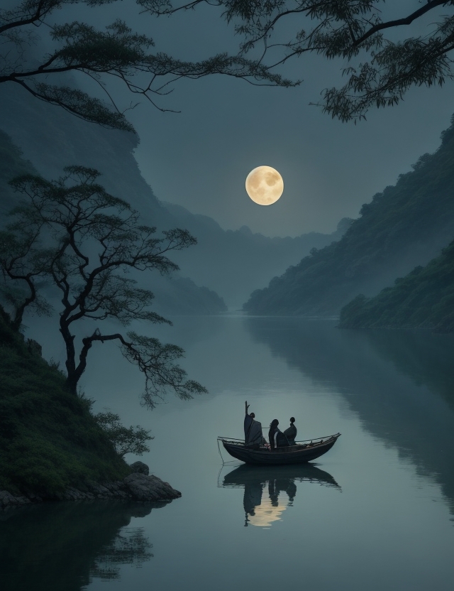 夜闻湖中渔歌