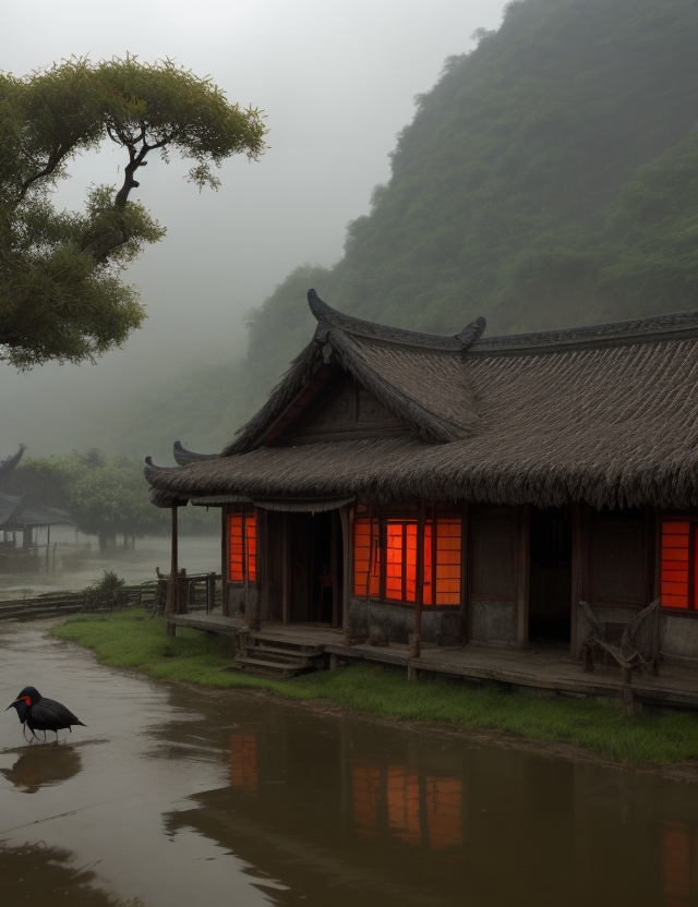 督下麦雨中夜归