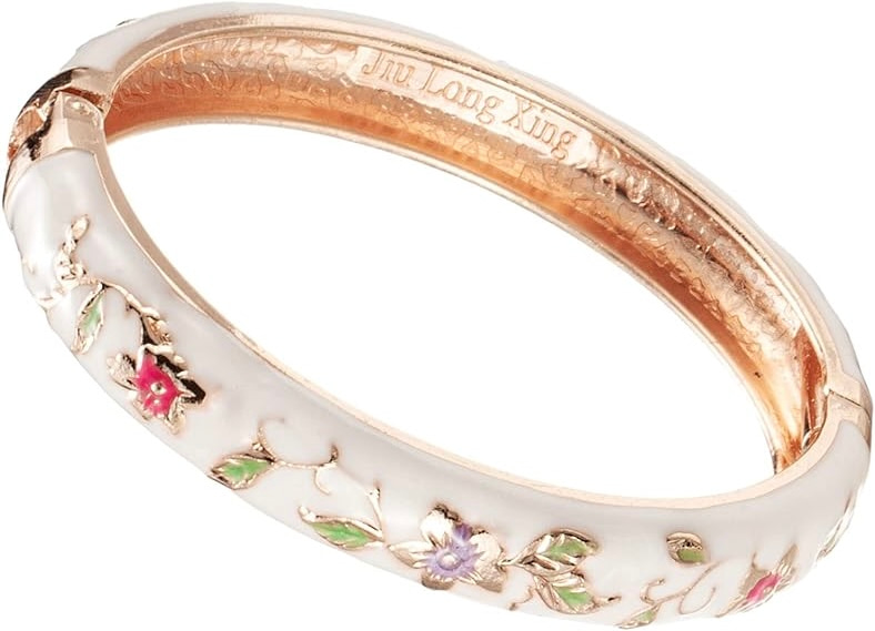 enamel floral charm bangle