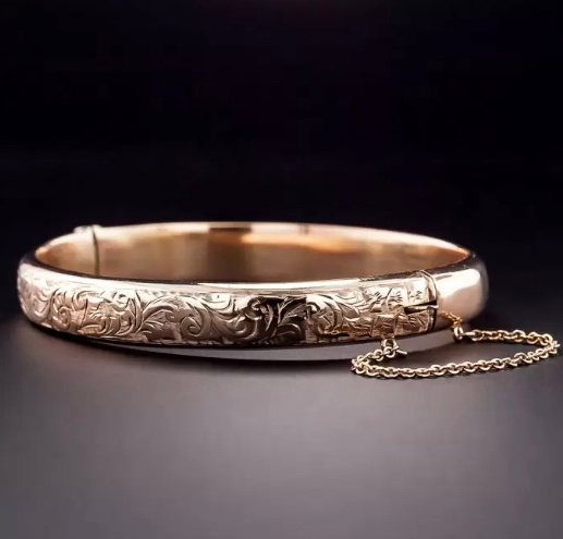 engraved rose gold bangle