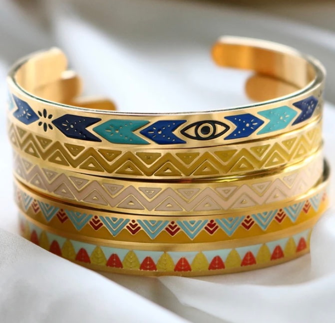 geometric enamel bangle