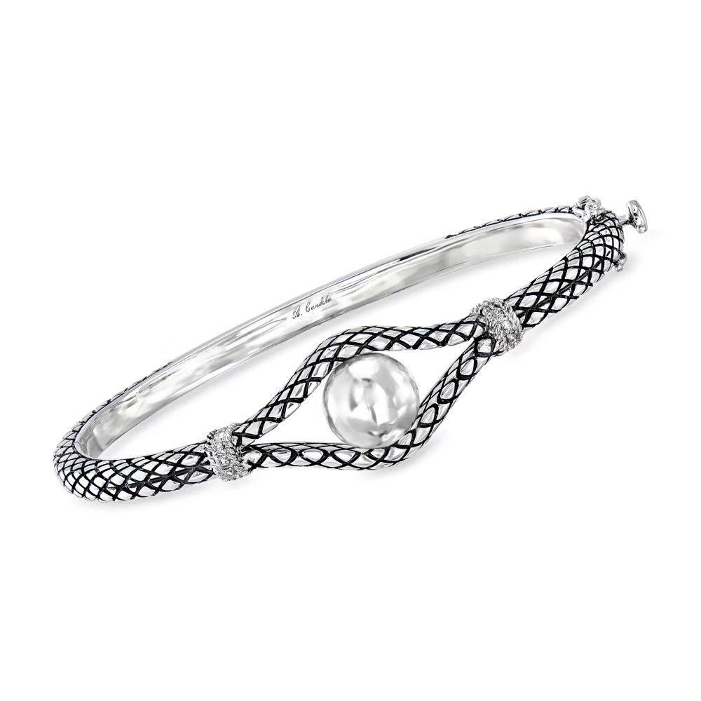 pearl accented silver bangle