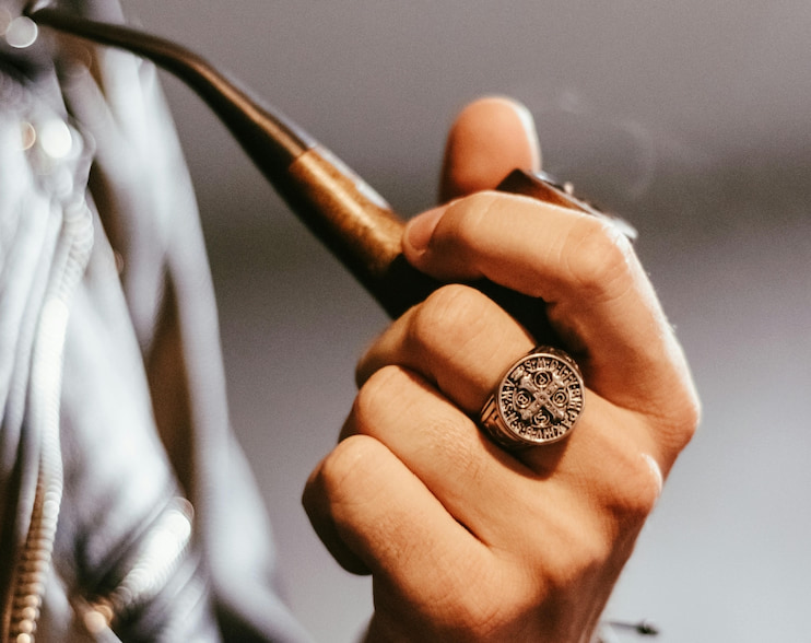 man wearing signet ring